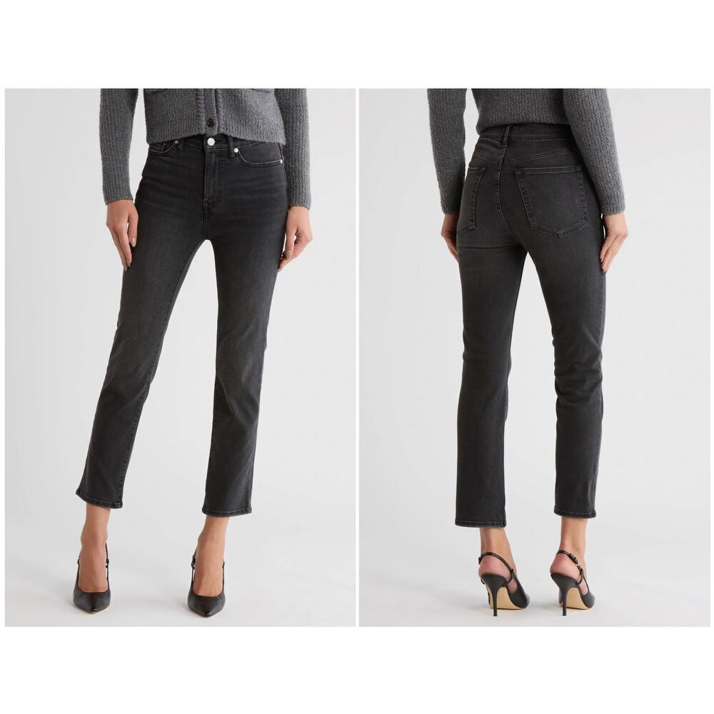 Frame Le High Straight Leg Jeans Washed Black size 28